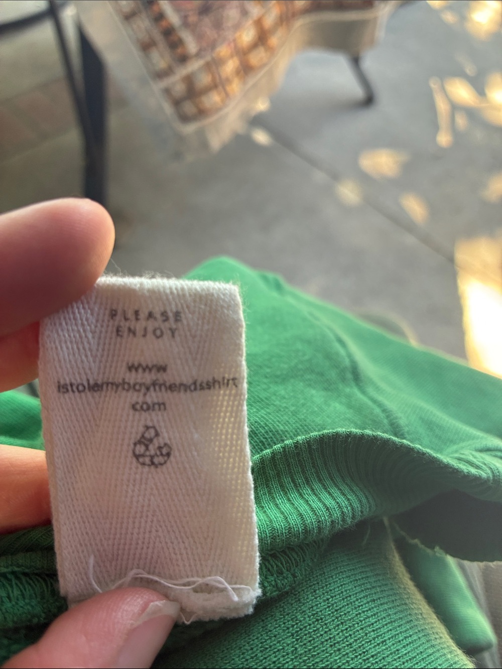 I Stole My Boyfriend’s Shirt Green Distressed Sweatshirt Smiley Face - Picture 15 of 15
